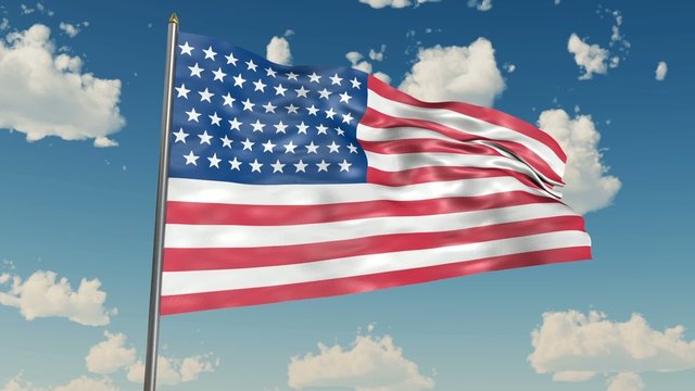 USA flag waving on air