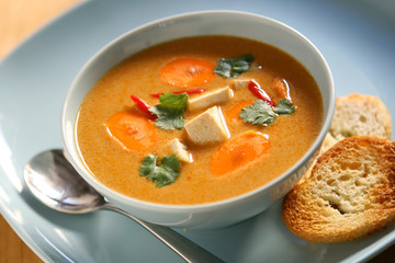 Fiery Tofu and Coconut Curry Soup