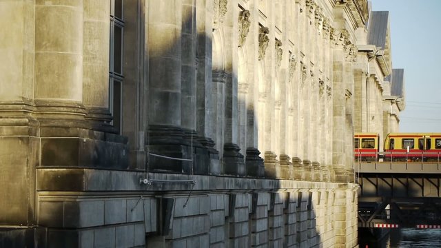Berlin - museum island Bode Museum w street car