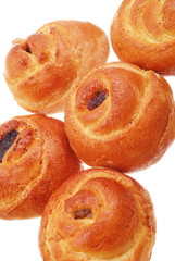 The fresh buns on white