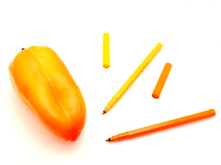 Vegetables and felt-tip pens