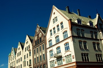 Fototapeta premium Close view of Bryggen in Bergen Norway.