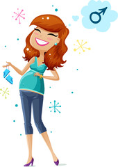 Happy mom-to-be expecting a boy