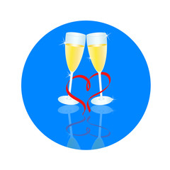 Blue reflection of two glasses