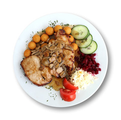 Fried Meat under Champions Isolated on White