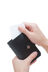 Wallet with blank card for text