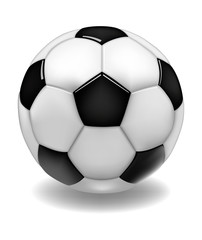 Vector soccer ball with shadow, isolated on white background