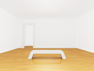 Empty minimalist interior with bench