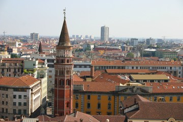 Fototapeta na wymiar Aerial view of Milan from the Duomo roof