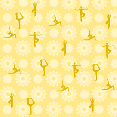pattern background of women in yoga postures