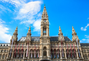 Tall gothic building of Vienna city hall, Austria
