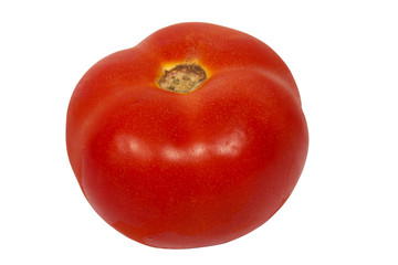 Single riped tomato isolated on white