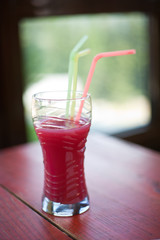 Macro of a glass of juice