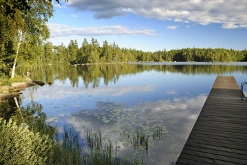 August Swedish lake landscape