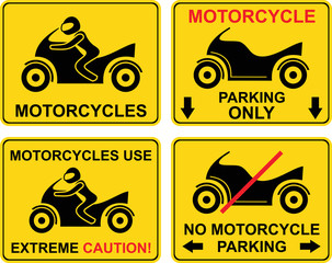Motorcycle - set of road sign.