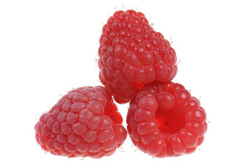 Raspberries isolated on white background