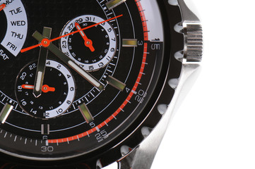 Close-up of a watch on white background