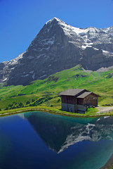 Eiger-Nordwand Spiegelung im See - obrazy, fototapety, plakaty