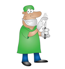 Cartoon medical surgeon isolated on white background