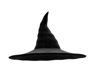 A render of an isolated classic witch hat