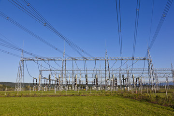 electrical power plant in farmland area