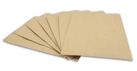 brown envelopes, isolated on plain background