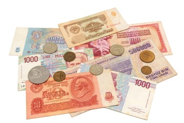 Obsolete money isolated