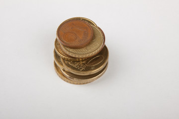 Стопка монет евро