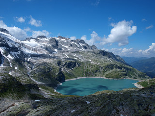 Weissee alpine lake in the Alps