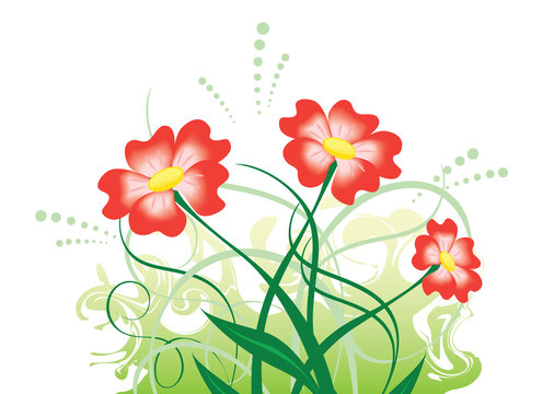 vector illustration with red flowers