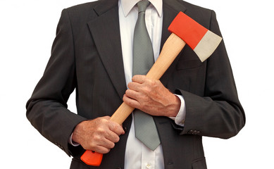 Mad ax businessman