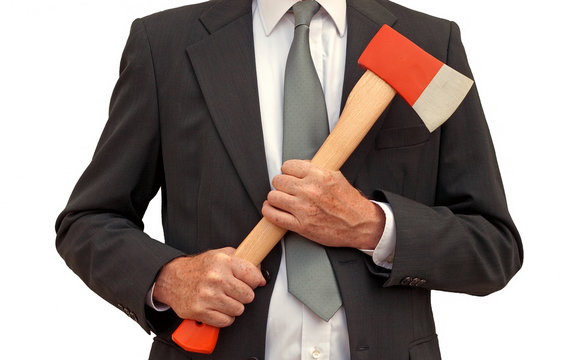 Mad ax businessman