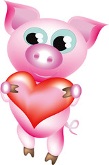 Pretty pig -boy  with heart.