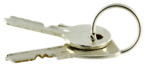 trousseau clés d'appartement, fond blanc