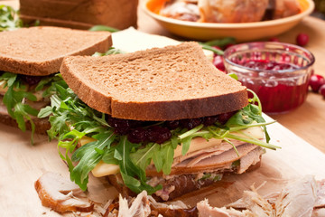 Whole wheat healthy turkey christmas sandwich