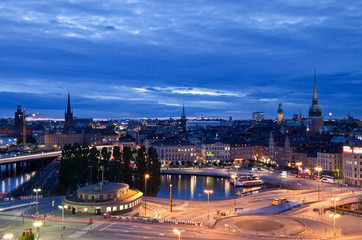 Night scene of the Stockholm at top of Katarina elevator