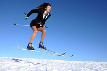 businesswoman on ski