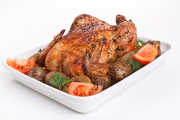 whole golden roasted chicken