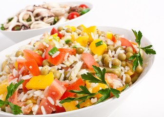 rice and seafood salads