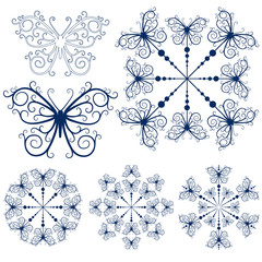 Collection blue snowflakes