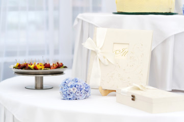Wedding table with a guest book