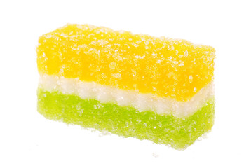 Fruit candy slices on the white