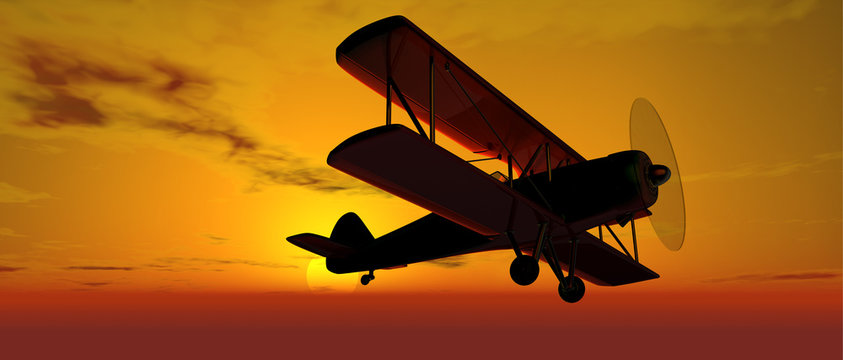 Doppeldecker bei Sonnenaufgang
