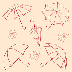 set vector umbrella