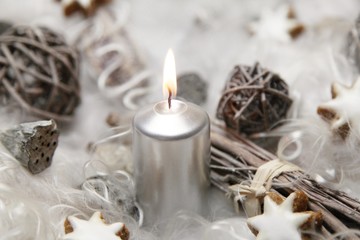 Fototapeta na wymiar Silver Christmas Candle