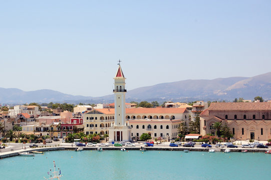 Panoramic view of the town of Zakynthos, Greece.