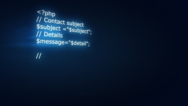 On Computer screen php html coding