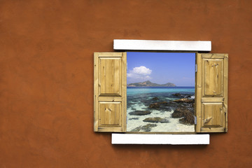 Window with view of the sea .