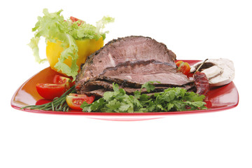 hot beef on red plate