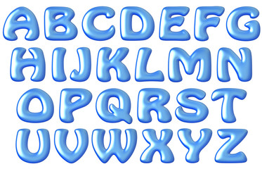 Blue toon alphabet on white background
